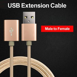 3M нейлоновый USB удлинительный кабель мужчина до женского пола USB2.0 металлический шнур шнур для передачи данных U флэш-привод клавиатура 1 м 2 м 0,5 м кабелей