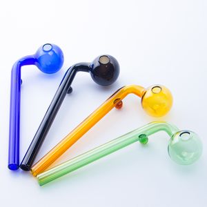 CSYC Y034 Smoking Pipes About 14cm Length 30mm OD Bowl Full Color Oil Rig Glass Pipe