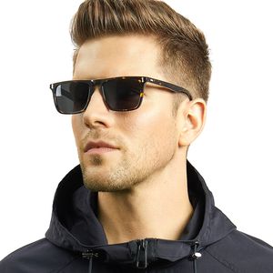 Мужские солнцезащитные очки Carfia с поляризованными линзами, винтажные солнцезащитные очки со 100% защитой от ультрафиолета 53572 Square 54 мм с футляром