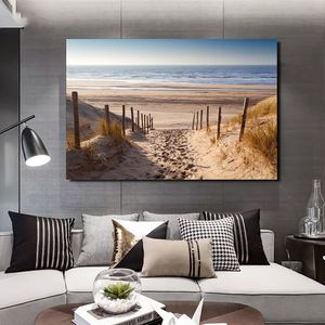 Nordic Poster Seascape Canvas Painting Beach Sea Road Wall Art Picture Sem Moldura para Sala de Estar Quarto Moderno Decoração de Casa