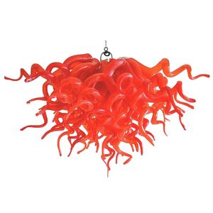 Custom Made Yemek Masaları Lambası Modern Sanat Cam Avize Kırmızı Renk 60 cm El Yapımı Blown Dekoratif Kristal Zincir Kolye Işıkları