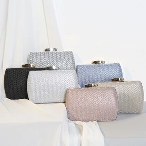 Retro Örgü Akşam Çanta Kadınlar için Glitter Pullu Debriyaj Çanta Düğün Lüks Tasarımcı Çanta Omuz Crossbody Parti Çanta