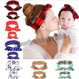Impresso Headwear Mãe e Criança Conjunto Acessórios De Cabelo Parentchild Rabbit Ears Headband Bebê Headband Headwear Mamãe Filho Sets