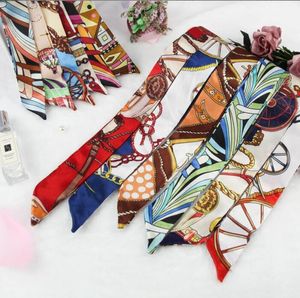 Модный многофункциональный шарф с принтом для сумок Ручка 36 цветов Шарфы с головным убором Лента Женская тюрбан треугольная повязка на голову Шелковые шарфы оптом