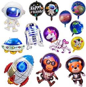 Parti folyo balon astronot uzay gemisi uçan daire roket karikatür bilim kurgu Samanyolu çocuklar doğum günü tema güneş sistemi dekorasyon