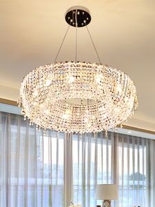 Lampadari di cristallo americani Brillante lusso LED Lampadario moderno Luci Apparecchio Negozio dell'hotel Ristorante Parlor Lobby Lounge Lampade a sospensione Illuminazione interna per la casa