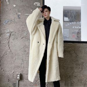 Erkek Trençkotlar Erkekler Kış Gevşek Kalın Sahte Kuzu Rüzgarlık Ceket Giyim Erkek Kadın Streetwear Vintage Uzun Kürk Ceket Palto Coat1
