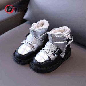 DIMI Kış Çocuk Çizmeler Erkek Kız Ayna Su Geçirmez Pamuk Ayakkabı Moda Kaymaz Sıcak Peluş Çocuklar Kar Botları 211108