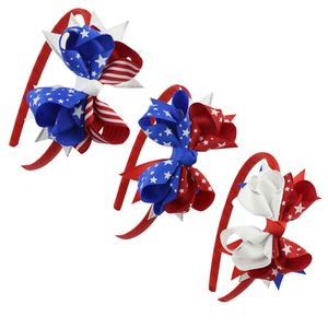 Party Supplies American Unabhängige Tag Stirnband Bogen Kinder Haarbänder Stern Spangled Banner Zubehör Kunststoff Fahnen Haarband