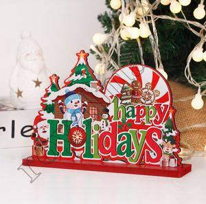 2021 Christmas Upgrade Decorações Impressão De Madeira Boneco De Neve Ornaments Xmas Wood Crafts para Decoração de Mesa