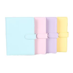 A6 PU Leather Notebook Notepads Cover Refillable 6 Ring Binder Loose Leaf Personal Organizer Blue Yellow Purple Pink KDJK2105