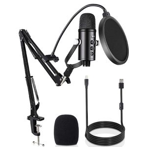 T2 USB Studio Kondenser Mikrofon Bilgisayar PC Mic Kit Stand Up Mic için Oyun Akışı Podcasting Kayıt Youtube Yakınlaştırma