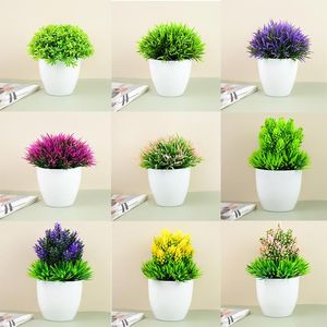 Dekoratif Çiçek Çelenkleri 1 PC Yapay Bitkiler Yeşil Bonsai Küçük Ağaç Pot Sahte Saksı Süslemeler Ev Bahçe Partisi Zanaat Planı