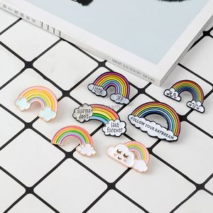 Happy Rainbow Cloud Emamel Brooch Pins Cartoon Late Pin