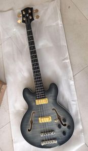 Toptan özelleştirilmiş yeni 4-string elektrik bas gitar kömür patlaması yarı-içi boş gövdesi, yeni!