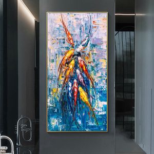 Koi Рыба картины Маслом живописи на холсте настенное искусство для гостиной животных плакаты и печатает современное украшение дома