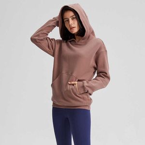 Sport Fitness Hoodies LU-123 Women Autumn Winter Fleece Hooded Sweatshirt solid Gym Outwear Warm Sweat Femme yoga Sweatshirt Jacket Coat