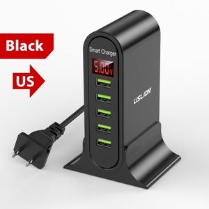 5 V 4A Dijital Ekran 5 USB Adaptörü Seyahat Şarj Cep Telefonları Şarj İstasyonu Bize Xiaomi Huawei Vivo Için AB İNGILTERE Fiş