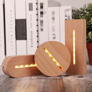 2 adet 3D Ahşap Lamba Taban LED Masa Gece Işık Bazları Akrilik Sıcak Beyaz Lambalar Tutucu Aydınlatma Aksesuarları Monte Tutucular