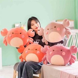 Granchio farcito in cotone con corona di peluche Animali subacquei Simpatico peluche Sedia Cuscino per divano Decorazione Cuscino per tiro 210728