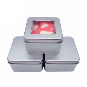 Квадратные серебряные оловянные коробки для упаковки Цветочный чайный горшок с чистым окном Ювелирные изделия Сандио Дисплей хранения