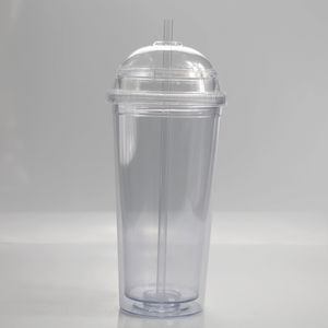 Acrylic 20oz Tumbler крышка пластиковые соломинки двойные с чашками купол воды бутылка с водой питья чистая изолированная стена Jlubi 713 R2