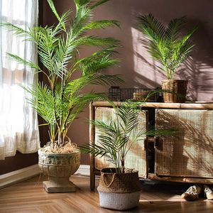 125cm Tropical Palm Plants Large Artificial Tree Branches Plastic Fake Leaves Green Monstera For Home Garden Room Office Decor 210624