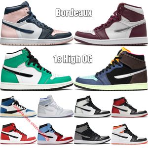 Bordeaux 1 High OG Basketball Shoes New 1s Men Women Trainers Atmosphere Lucky Green Tokyo Bio Hack Satin Black Toe Outdoor Tênis Tamanho 36-46