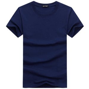 Повседневный стиль равнины сплошной цвет мужские футболки хлопчатобумажные темно-синие Blue Regular Fit Fit Tops Tee рубашки мужские одежда 5XL 210629