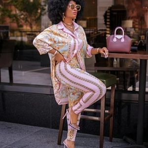 Abbigliamento etnico Set da 2 pezzi Africano per donna Stampa elastico Bazin Pantaloni larghi Rock Style Dashiki Famoso abito da donna Abiti