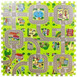 Şehir Yol Trafik Bebek EVA Köpük Halı Bulmaca Tarama Kilim Araba Parça Playmat Toddler Yarış Oyunları Play Mat Oyuncaklar Çocuklar için 210320