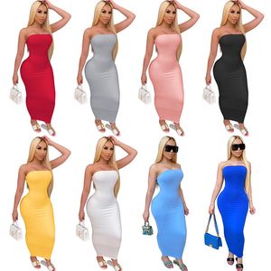 Verão Mulheres Long Maxi Dress Off Ombro Bandeau Casual Vestido Apertado Alta Estrias Vestido Sexy Club Bodycon Lápis Saia 832