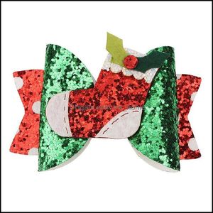 Востяшние волосы Детка, дети Рождественские рождественские клипы Santa Claus Sequins Barrettes Девушка орнамент Оголовье Детские шпильки Головные уборы