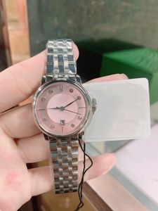 Ünlü Marka Yeni Kadın Saatler Paslanmaz Çelik Kristal Kuvars Kol Bayanlar Gümüş Pembe Arama Yuvarlak Elmas Saat 30mm