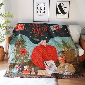 Рождественское дневное одеяло диван полотенце гобелен декоративный фон Новый год дерево гобелен утолщенный