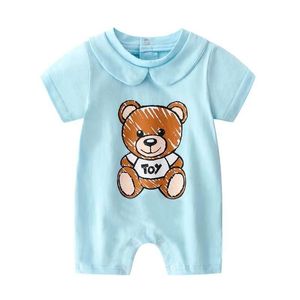 Yürümeye başlayan bebek kız bebek erkek kıyafetler atanlar pijama karikatür pamuk kısa kollu bebek tulum.