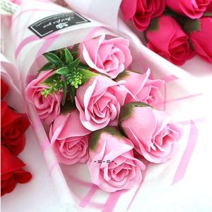 Newcreative Bouquets из розового цветочного мыла Свадебные валентинки День Святого Валентина Дни Дни Учителя Подарок Декоративные Цветы lld12732