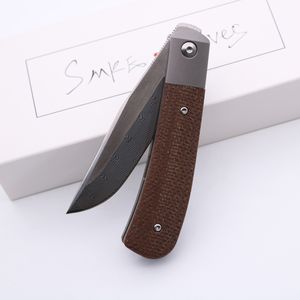 Smke Ножи на заказ Front Free Flipper Pocket складной нож Damascus Blade Blade Micarta Inlay Titanium Disk Survival Tactical Camping нож