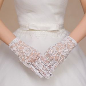 Luvas de renda dedo de noiva luva de casamento branca fantasia de cosplay