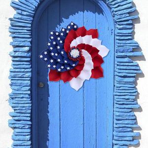 Flores decorativas grinaldas grinalda patriótica porta dianteira decoração 4a de julho dia independência dia americana bandeira EUA festão veteranos