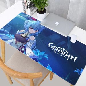 Мышиные подушки запястья Отдых Genshin Impact Gaming Pad Gamer Gane Ganyu Mats Ноутбук Мат Аниме Настольная Клавиатура Kawaii PC Полный Ковер Компьютер X