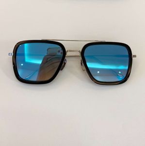 Серебряное синее зеркало вспышка солнцезащитные очки для мужчин.