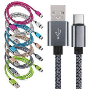 1M 2M 3M Alüminyum Alaşımlı Şarj Örgülü Kumaş Cep Telefonu Kabloları USB 2.0 Veri kablosu Ap 7 8 Tip c Samsung Android için Aksesuar Paketleri