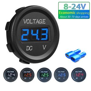 Yuvarlak ROXGOCT Mini Su Geçirmez Motorlu Tekne Motosiklet DC5V-48 V LED Panel Dijital Voltmetre Test Cihazı Monitör Ekran Voltmetre