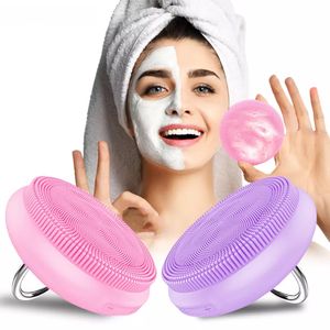 Escova de limpeza facial elétrica Escova de silicone massageador escova instrumento de levantamento com fivela de anel de dedo