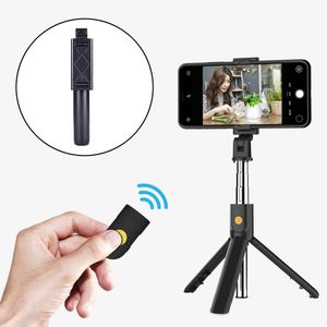 Selfie Stick Tripod K07 S03 K10 Съемный беспроводной Bluetooth Remote Bluetooth Remote MonoPod складной регулируемый держатель натягивающие легкие Selfies Sticks