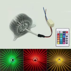 Yuvarlak Gömme Monte LED Duvar Işık 3 W RGB Etkisi Lamba Ayçiçeği Projeksiyon ışınları AC85-265 V Uzaktan Kumanda Koridor Bar KTV Aplik Dekorasyon Işıkları