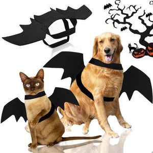 Cão vestuário preto animal de estimação gato morcego fantasma filhote de cachorro animal cosplay roupas asas de halloween