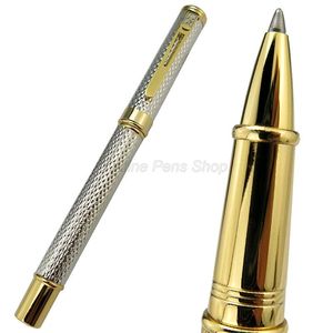 Ballpoint Pen Crocodile 218 Классический полностью металлический роликовый шариковая ручка, красивая рябь Pettern серебряный золотой цвет для написания подарочной ручки