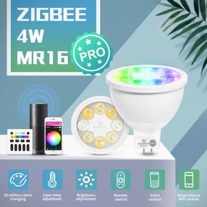 Gledopto Smart Zigbee 3.0 4W RGBCCT MR16 Spotlight Pro Prump 25 градусов Угол луча Работа с Alexa Echo Plus App / Voice / RF Control